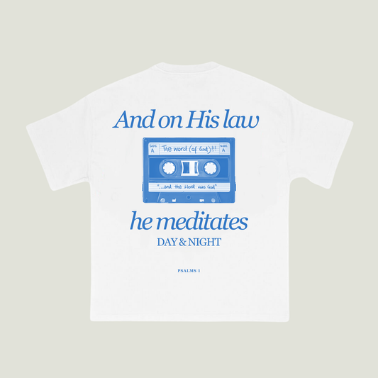 And on His Law He Meditates (White) Oversized T-Shirt