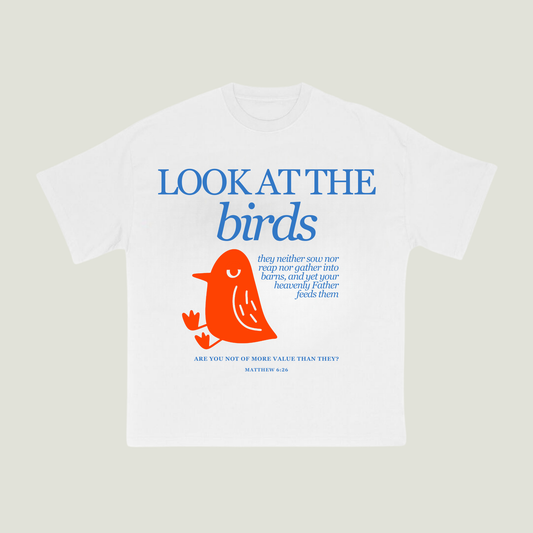 Look at the Birds (White) Oversized T-Shirt
